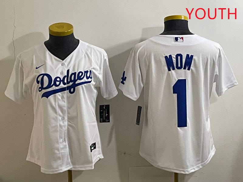 Youth Los Angeles Dodgers #1 Mom White Game 2025 Nike MLB Jersey style 11